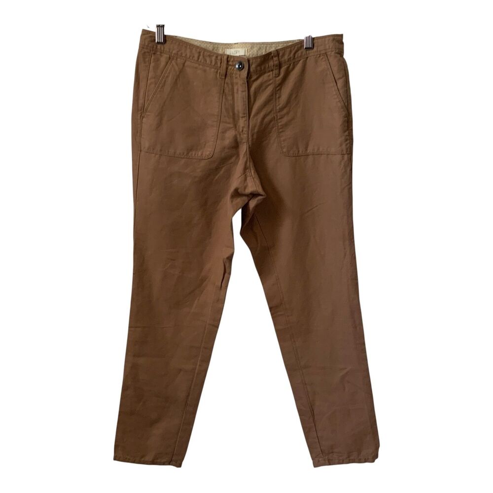 Ann Taylor Loft Marisa Women's Pants SZ 6 Brown Linen Cotton Blend Pockets